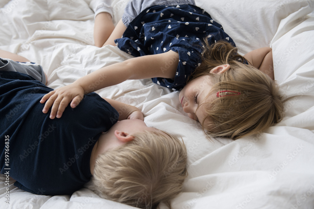 Step sister with brother on sleeping bed