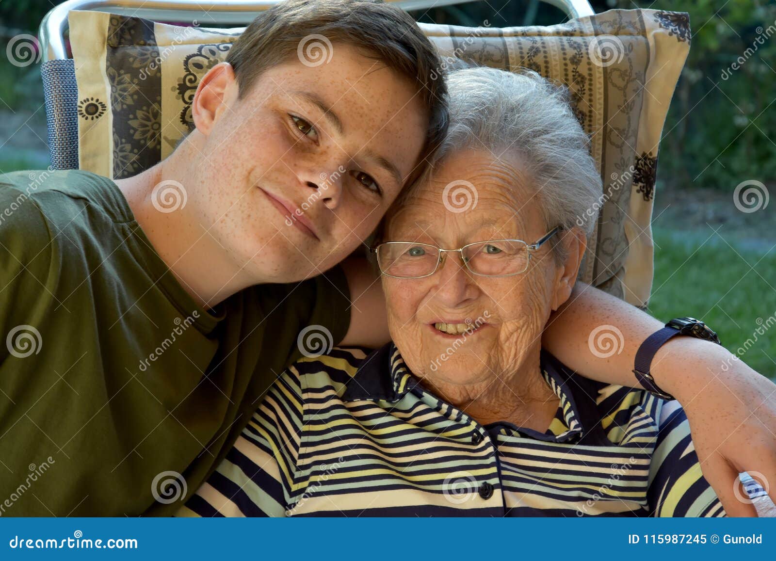 Grandma and yound boy