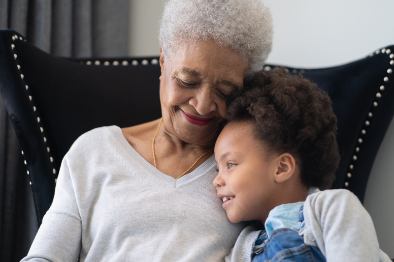 Grandmother And Granddaughter stock illustrations