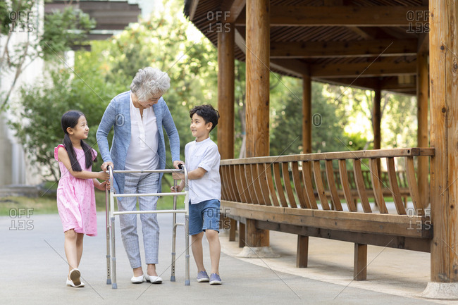 Grandma helps granddaughter