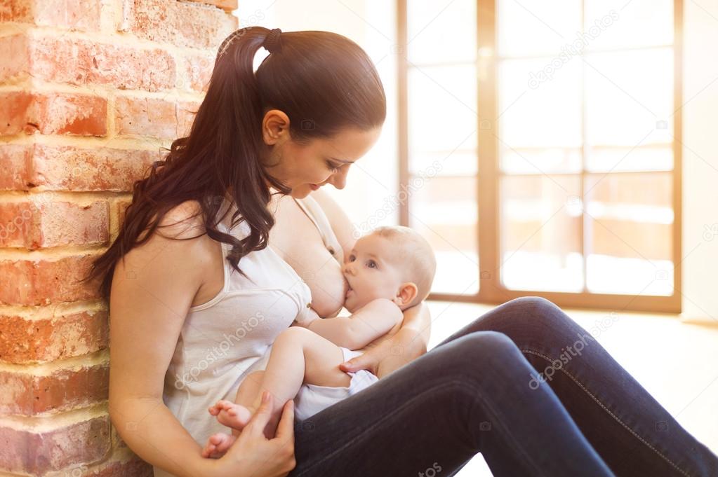 Breastfeeding a baby girl