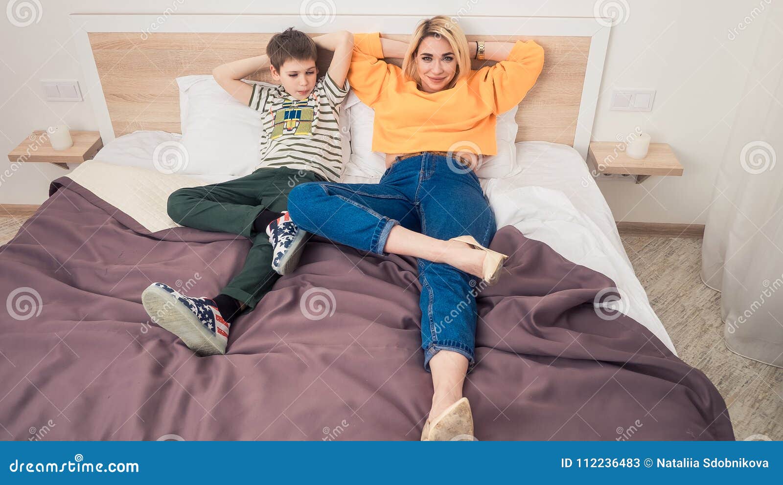 Bed room mom son