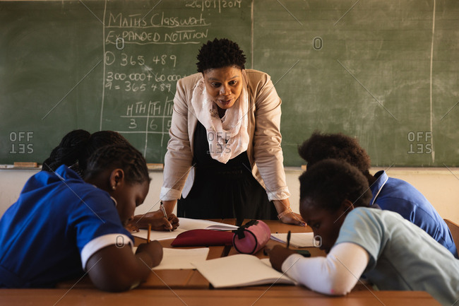 Africa teacher with students