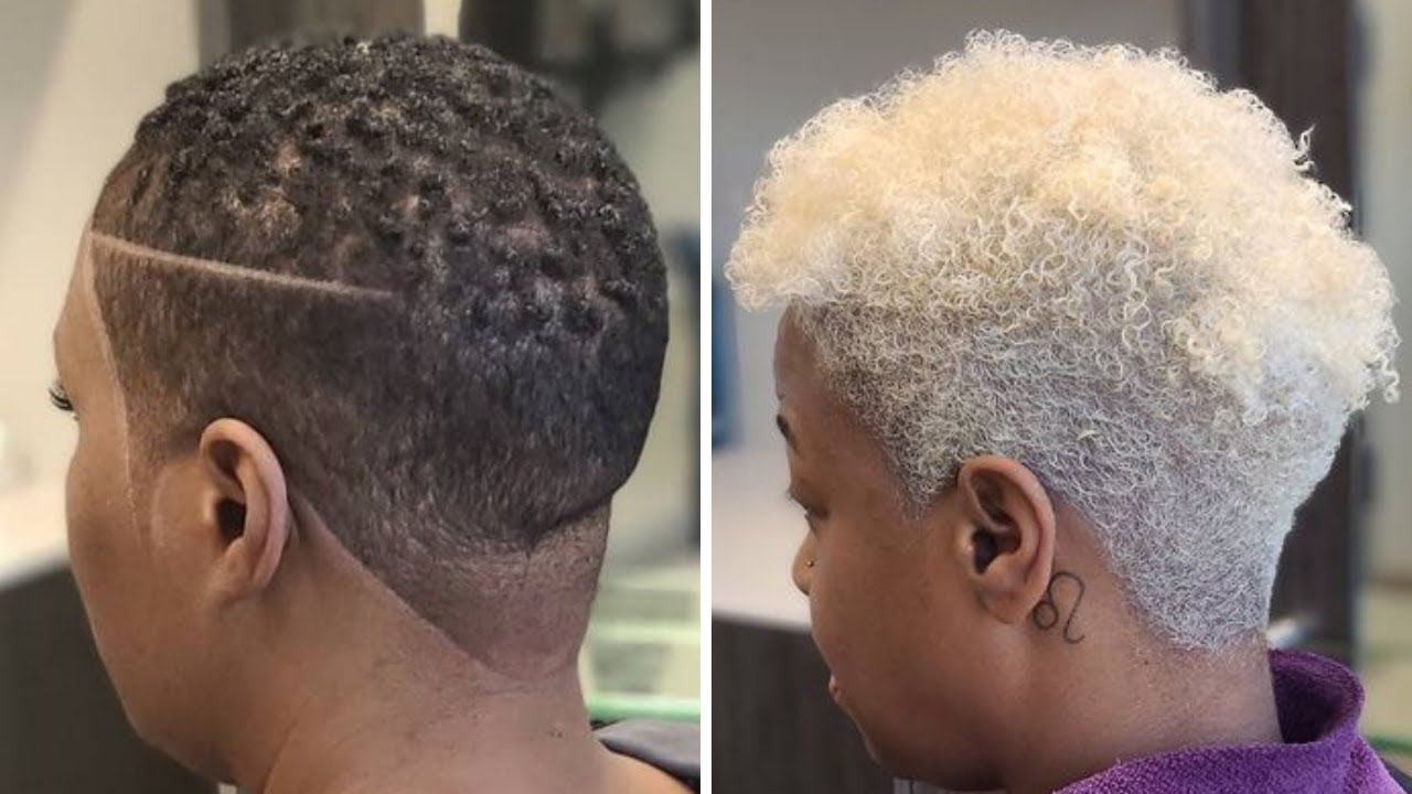 Black women buzz cut & color