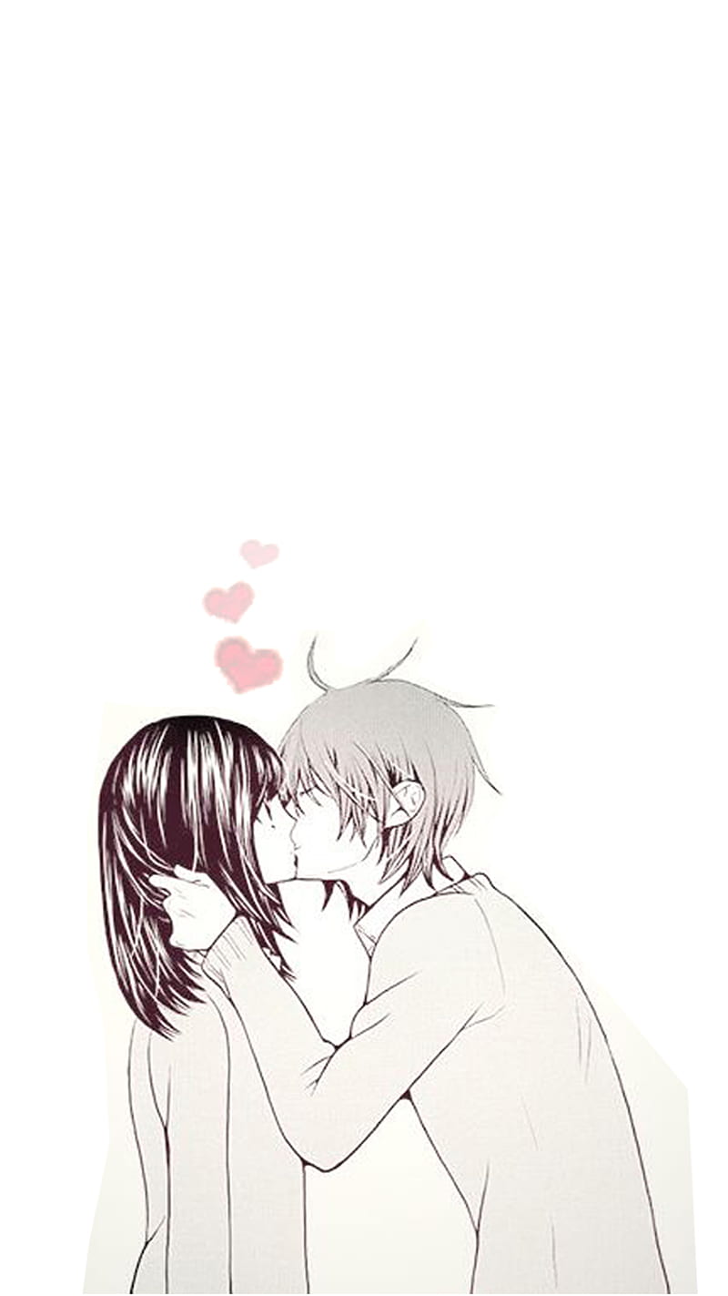 Boy girl animated kiss